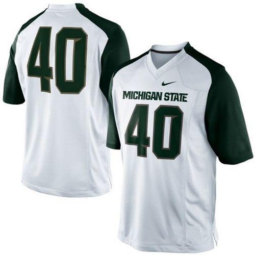 Spartans #40 Max Bullough White/Green Stitched NCAA Jersey - Click Image to Close